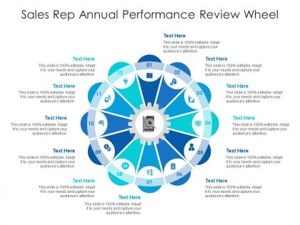 Sales rep annual performance review wheel infographic template