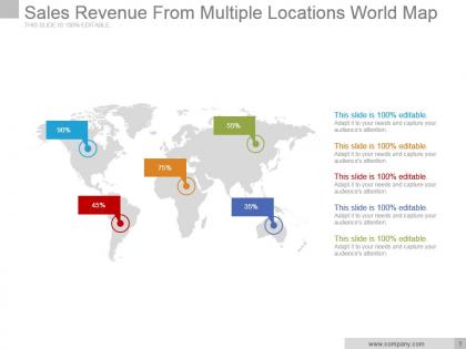 Sales revenue from multiple locations world map powerpoint ideas