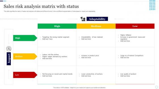 Sales Risk Analysis Matrix With Status