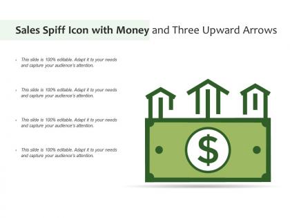 Sales spiff icon with money and three upward arrows