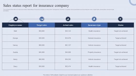 Sales Status Report For Insurance Company