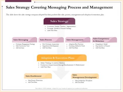 Sales strategy covering messaging process and management conversion ppt slides