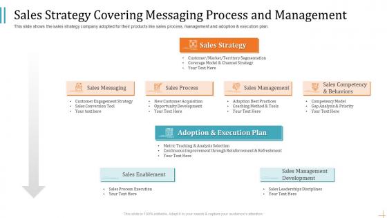 Sales strategy covering messaging process and management pitch raise funding from product