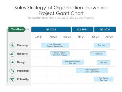 Sales strategy of organization shown via project gantt chart