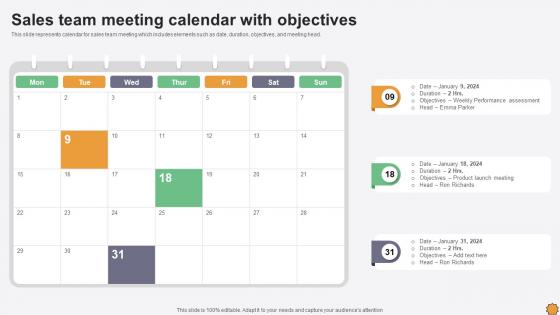 Sales Team Meeting Calendar With Objectives