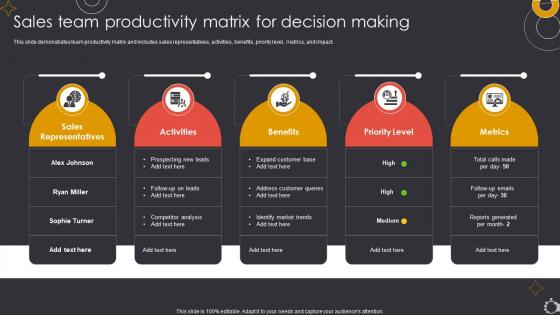 Sales Team Productivity Matrix For Decision Making