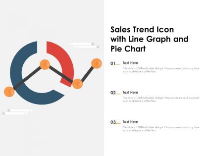 Sales trend icon with line graph and pie chart