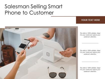 Salesman selling smart phone to customer