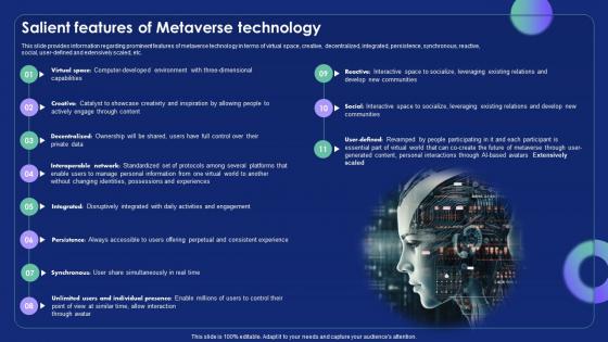 Salient Features Of Metaverse Technology Metaverse Alternate Reality Reshaping The Future AI SS V