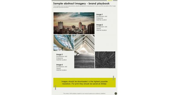 Sample Abstract Imagery Brand Playbook One Pager Sample Example Document