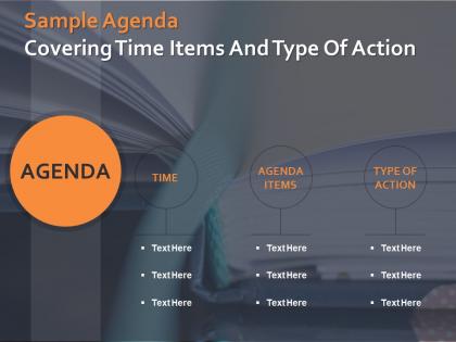 Sample agenda covering time items and type of action