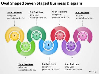 Sample business process flow diagram oval shaped seven staged powerpoint slides