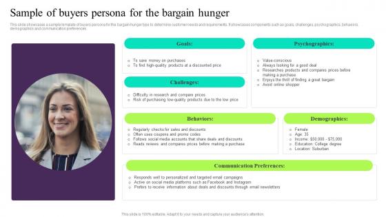 Sample Of Buyers Persona For The Bargain Hunger Building Customer Persona To Improve Marketing MKT SS V