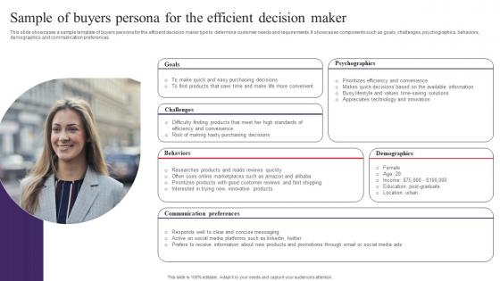 Sample Of Buyers Persona For The Efficient Decision Rafting Customer Avatar To Boost Sales MKT SS V