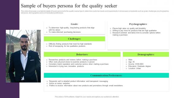 Sample Of Buyers Persona For The Quality Seeker Building Customer Persona To Improve Marketing MKT SS V