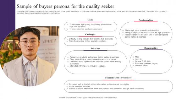 Sample Of Buyers Persona For The Quality Seeker Drafting Customer Avatar To Boost Sales MKT SS V