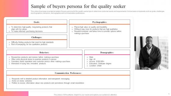 Sample Of Buyers Persona For The Quality Seeker Key Steps For Audience Persona Development MKT SS V