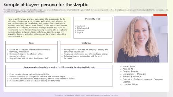 Sample Of Buyers Persona For The Skeptic User Persona Building MKT SS V