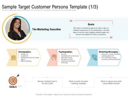 Sample target customer persona template demographics ppt clipart