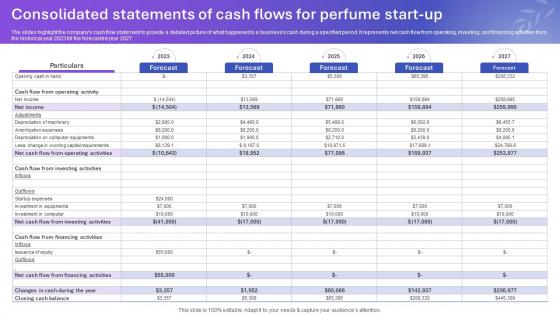 Sample Tom Ford Perfume Business Plan Consolidated Statements Of Cash Flows BP SS V