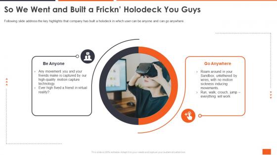 Sandbox vr investor funding elevator pitch deck so we went and built a frickn holodeck you guys