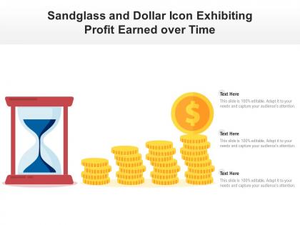 Sandglass and dollar icon exhibiting profit earned over time