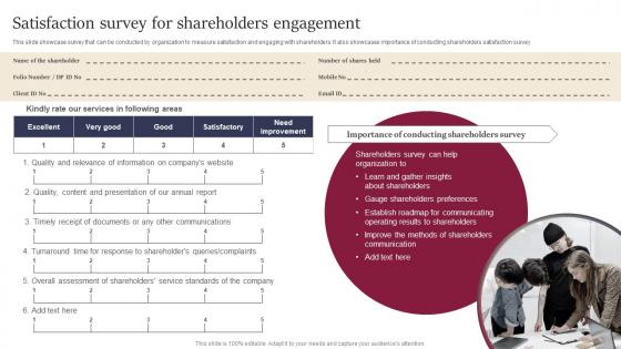 Satisfaction Survey For Shareholders Engagement Leveraging Website And Social Media