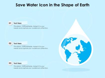 Save water icon in the shape of earth