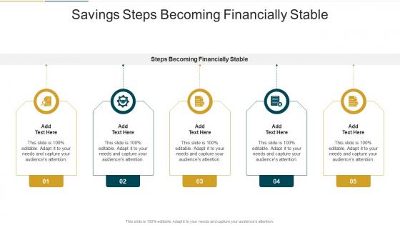 Savings Steps Becoming Financially Stable In Powerpoint And Google Slides Cpb