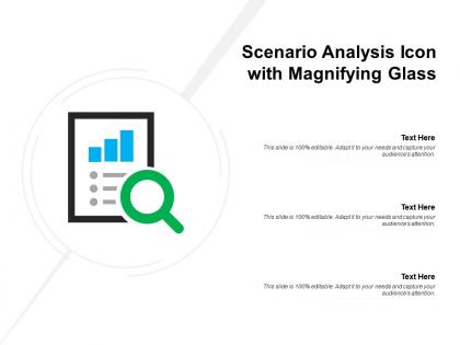 Scenario analysis icon with magnifying glass