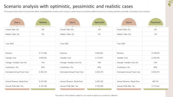 Scenario Analysis With Optimistic Pessimistic And Garden Design Business Plan BP SS V