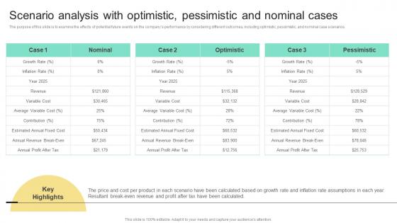 Scenario Analysis With Optimistic Pessimistic And Nominal Business Plan For Shoe Retail Store BP SS
