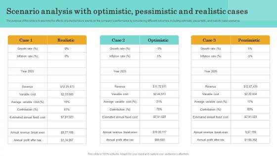 Scenario Analysis With Optimistic Pessimistic Nutritional Beverages Business Plan BP SS