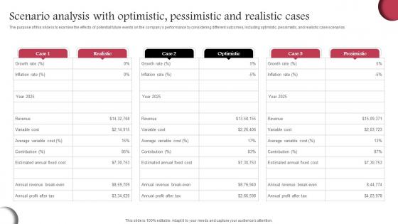 Scenario Analysis With Optimistic Pessimistic Wine Cellar Business Plan BP SS