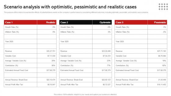 Scenario Optimistic Pessimistic And Realistic Cases Wine And Spirits Store Business Plan BP SS