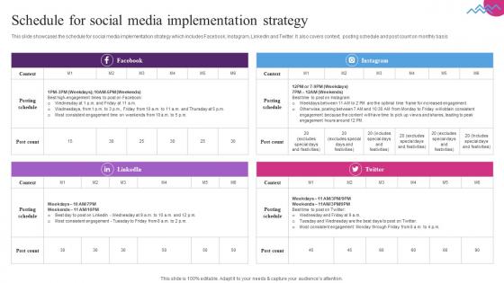 Schedule For Social Media Implementation Entertainment Event Services Business Plan BP SS
