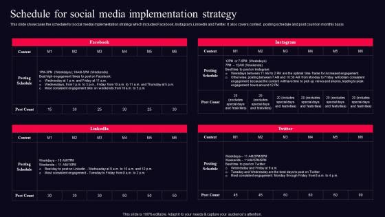 Schedule For Social Media Implementation Strategy Fine Jewelry Business Plan BP SS