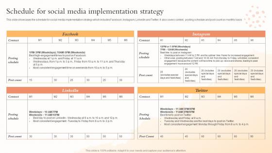 Schedule For Social Media Implementation Strategy Health And Beauty Center BP SS
