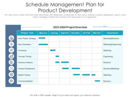 Schedule management plan for product development