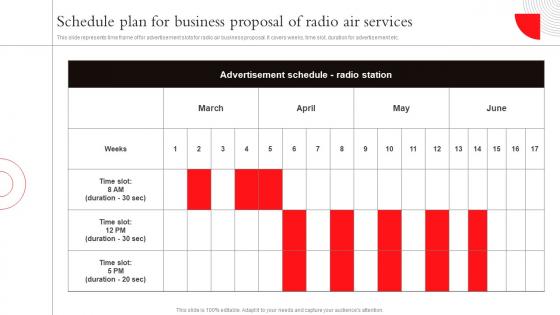 Schedule Plan For Business Proposal Of Radio Air Services Radio Advertising Campaign Proposal