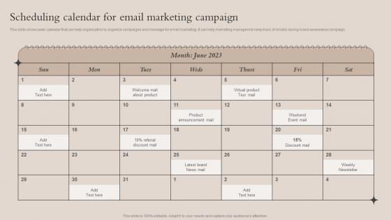 Scheduling Calendar For Email Marketing Campaign Brand Recognition Strategy For Increasing