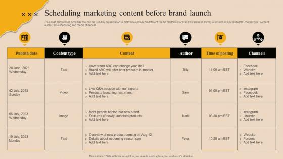 Scheduling Marketing Content Before Brand Launch Market Branding Strategy For New Product Launch Mky SS