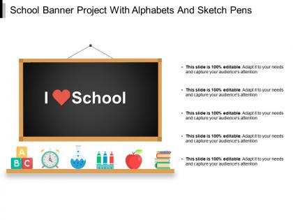 School banner project with alphabets and sketch pens