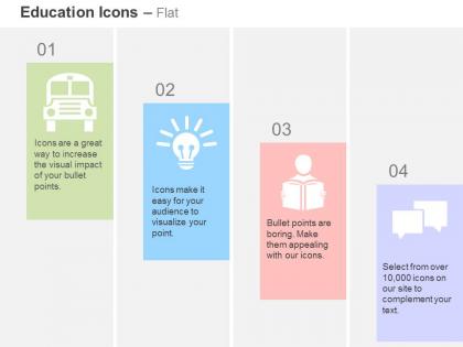 School bus bulb student communication ppt icons graphics
