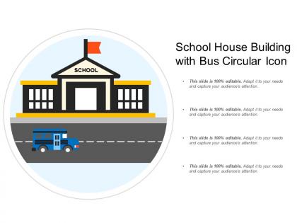 School house building with bus circular icon