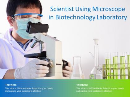 Scientist using microscope in biotechnology laboratory