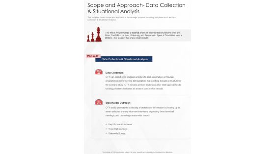 Scope And Approach Data Collection And Situational Analysis One Pager Sample Example Document