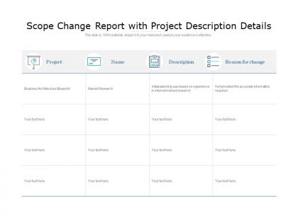Scope change report with project description details