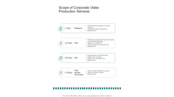 Scope of Corporate Video Production Services One pager sample example document