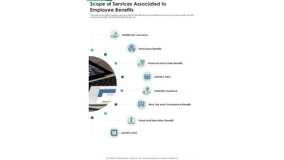 Scope Of Services Associated To Employee Benefits One Pager Sample Example Document
